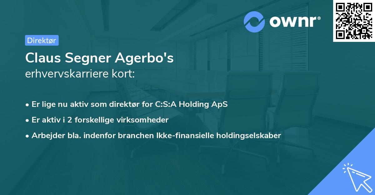 Claus Segner Agerbo's erhvervskarriere kort