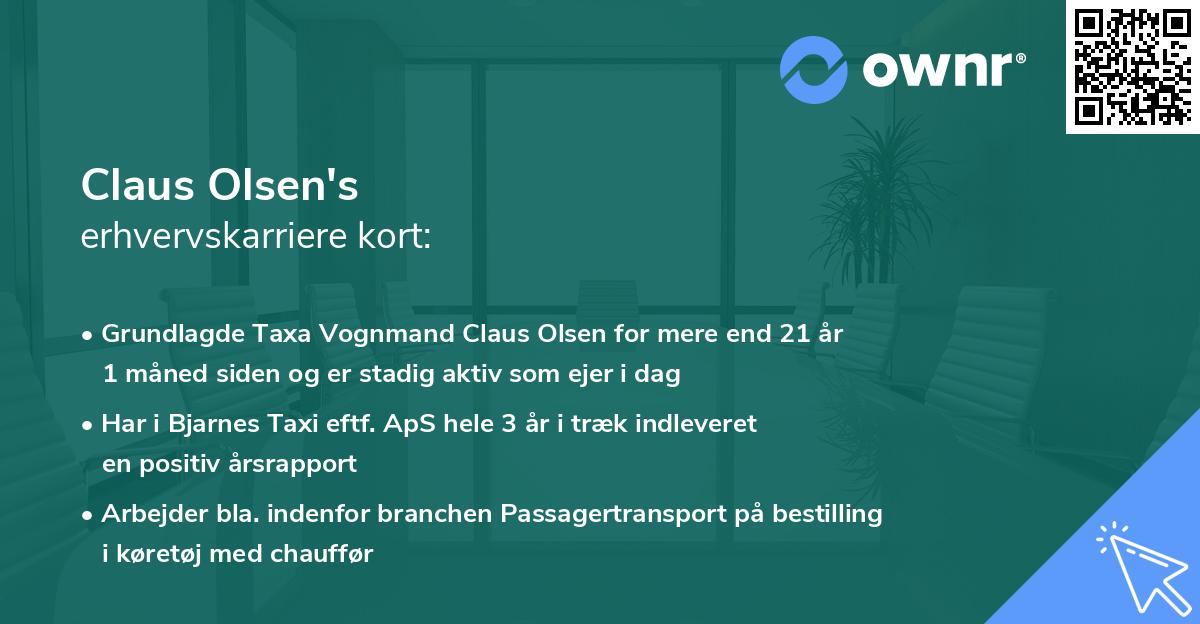 Claus Olsen's erhvervskarriere kort