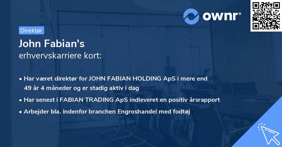 John Fabian's erhvervskarriere kort