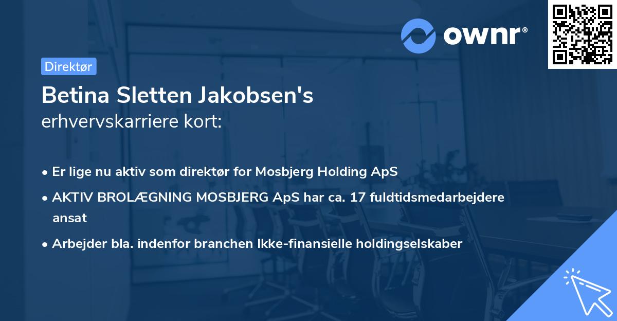 Betina Sletten Jakobsen's erhvervskarriere kort