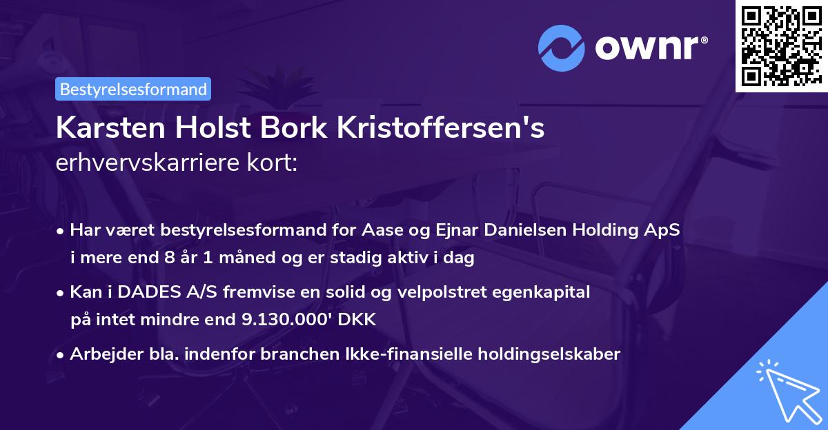 Karsten Holst Bork Kristoffersen's erhvervskarriere kort