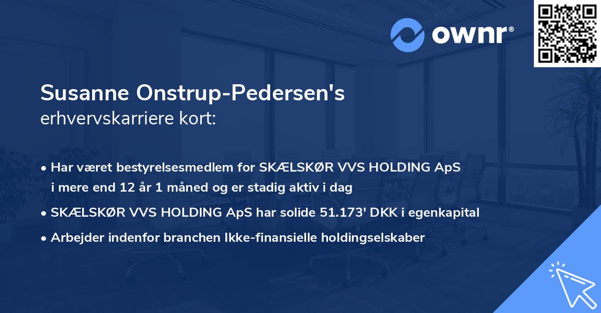 Susanne Onstrup-Pedersen's erhvervskarriere kort