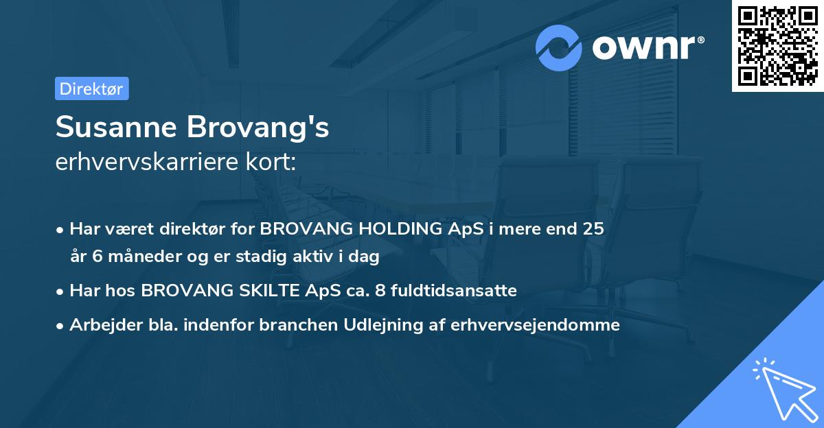 Susanne Brovang's erhvervskarriere kort