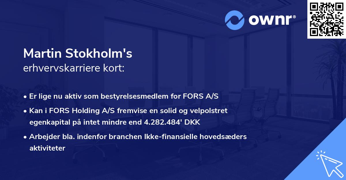 Martin Stokholm's erhvervskarriere kort