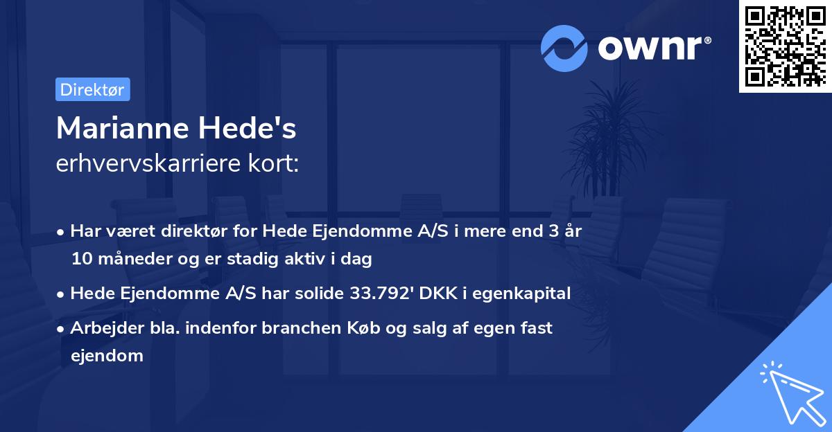 Marianne Hede's erhvervskarriere kort