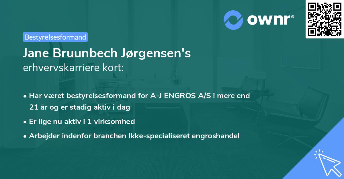 Jane Bruunbech Jørgensen's erhvervskarriere kort