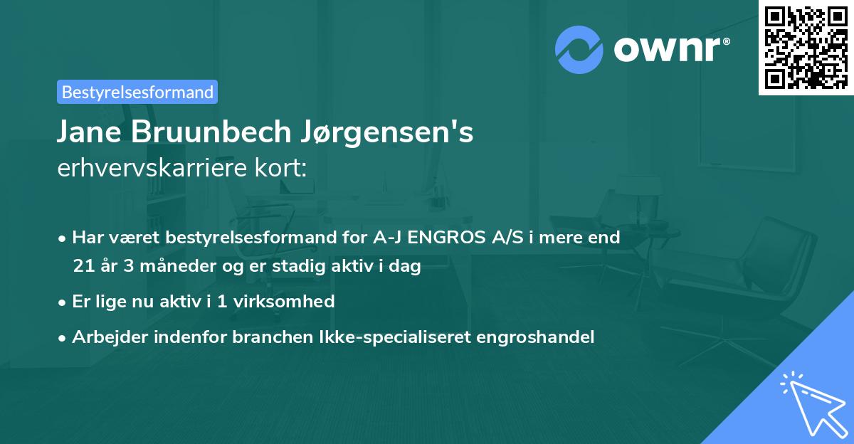 Jane Bruunbech Jørgensen's erhvervskarriere kort