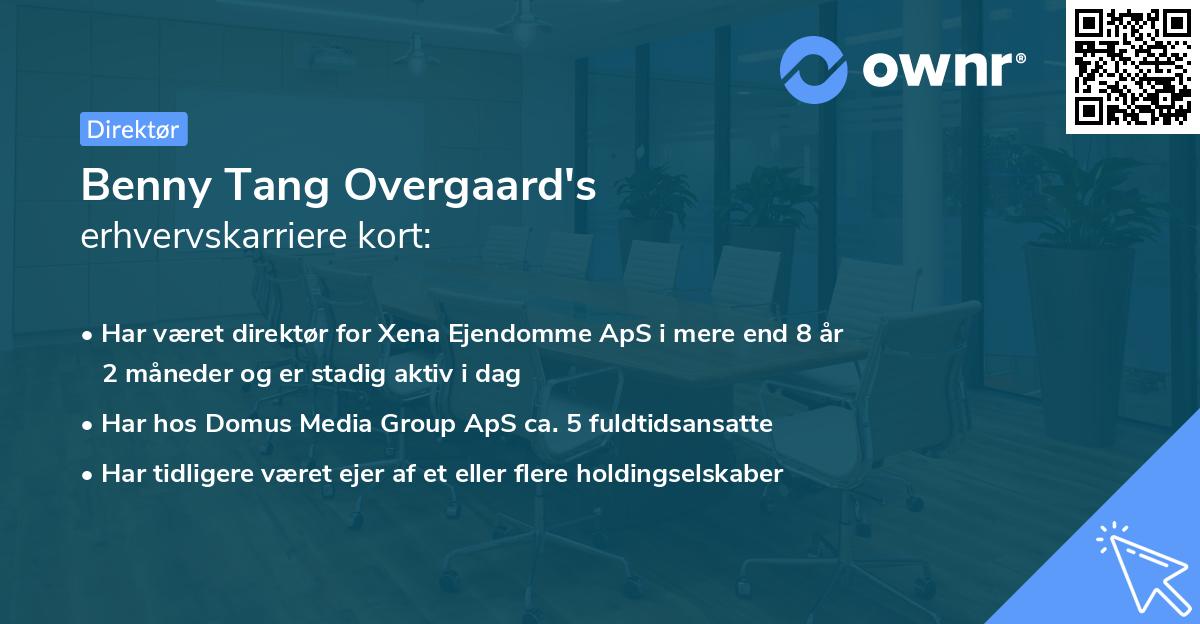 Benny Tang Overgaard's erhvervskarriere kort