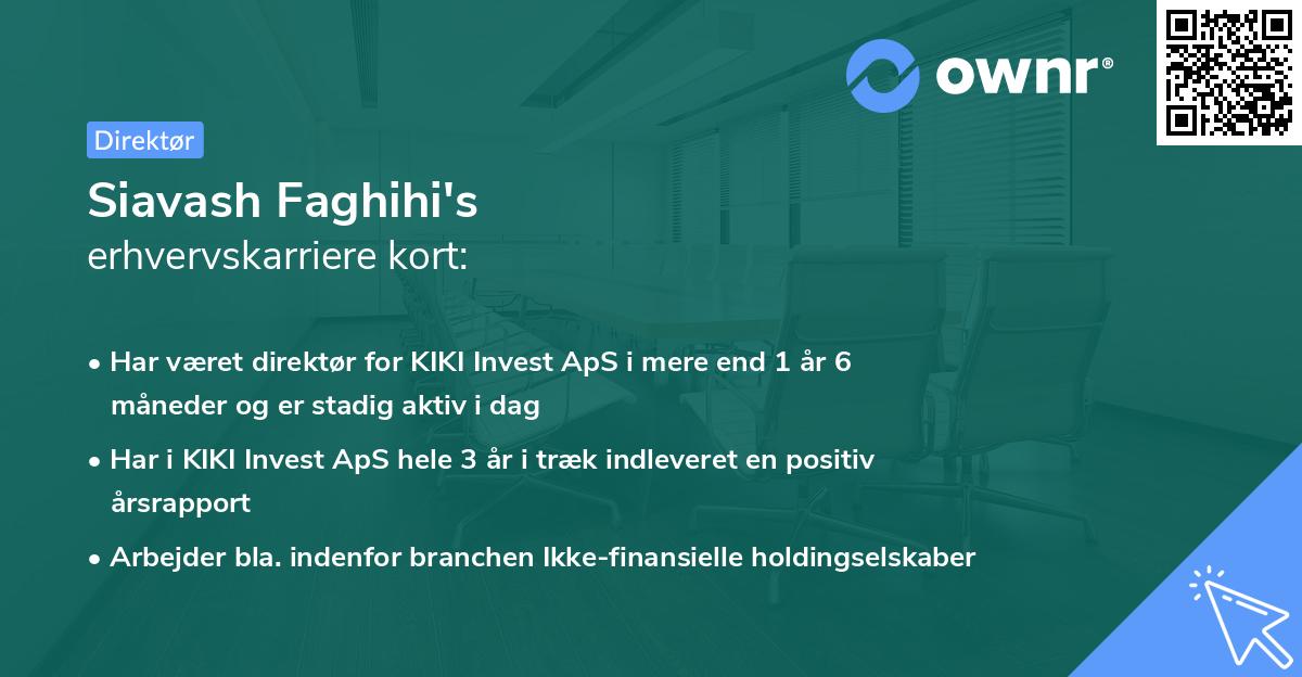 Siavash Faghihi's erhvervskarriere kort