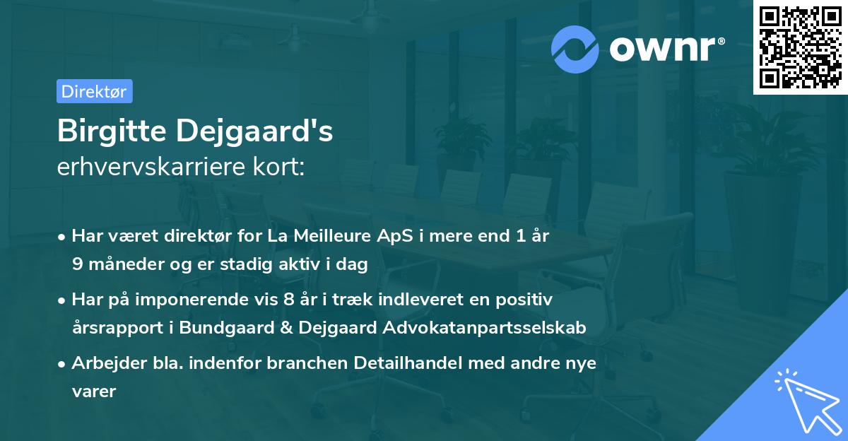 Birgitte Dejgaard's erhvervskarriere kort