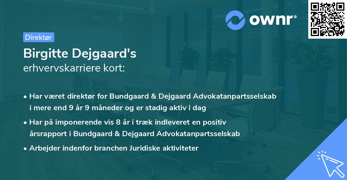 Birgitte Dejgaard's erhvervskarriere kort