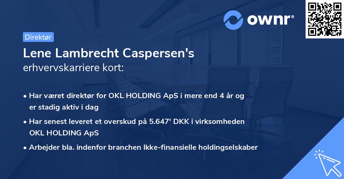 Lene Lambrecht Caspersen's erhvervskarriere kort