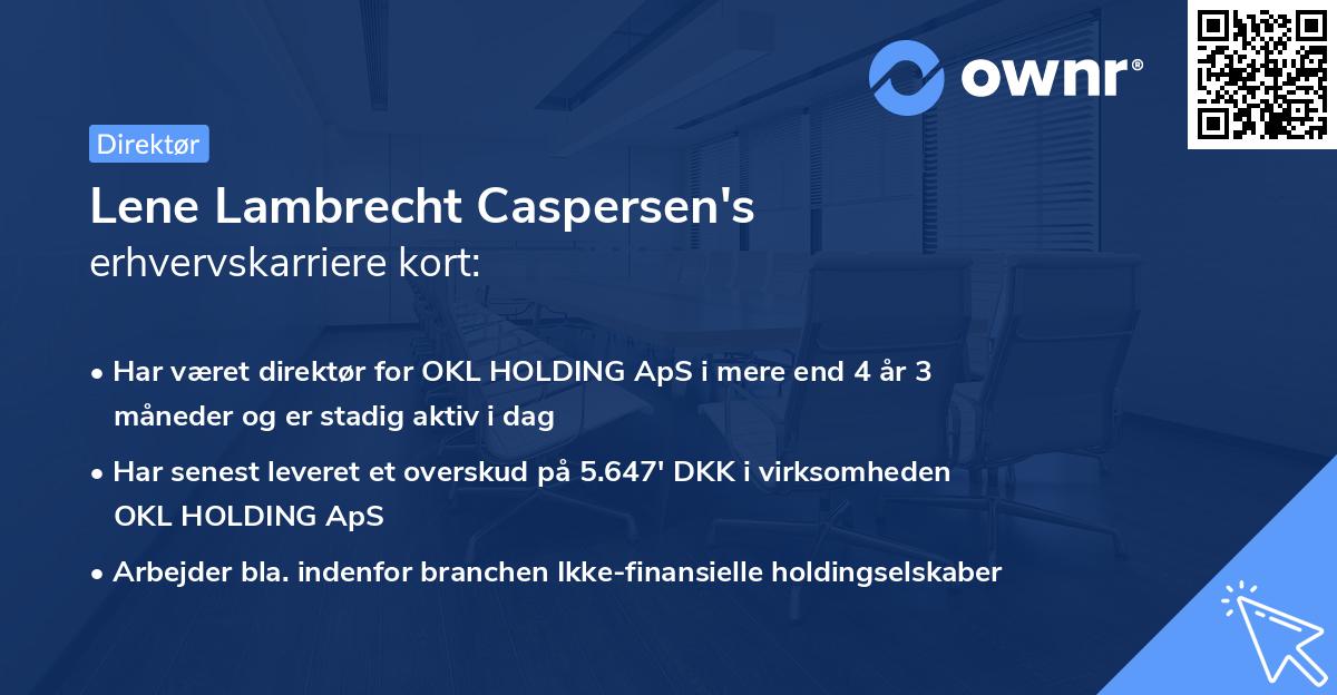 Lene Lambrecht Caspersen's erhvervskarriere kort