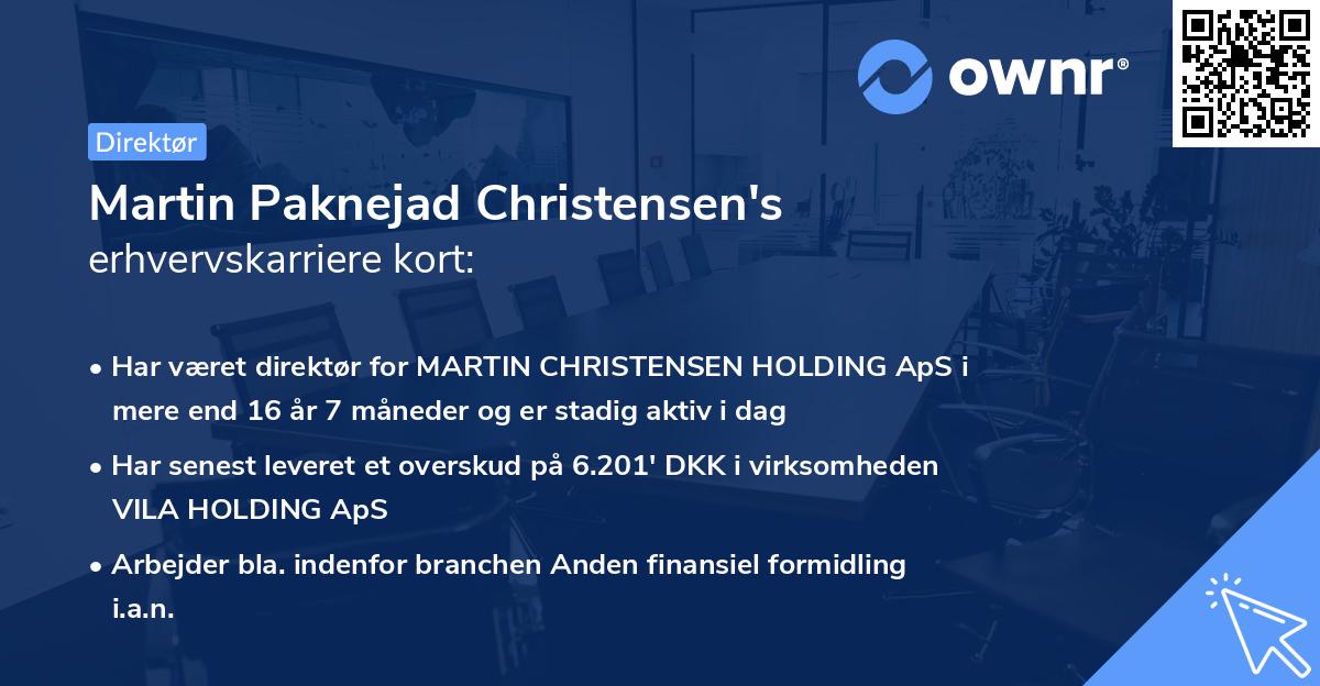 Martin Paknejad Christensen's erhvervskarriere kort