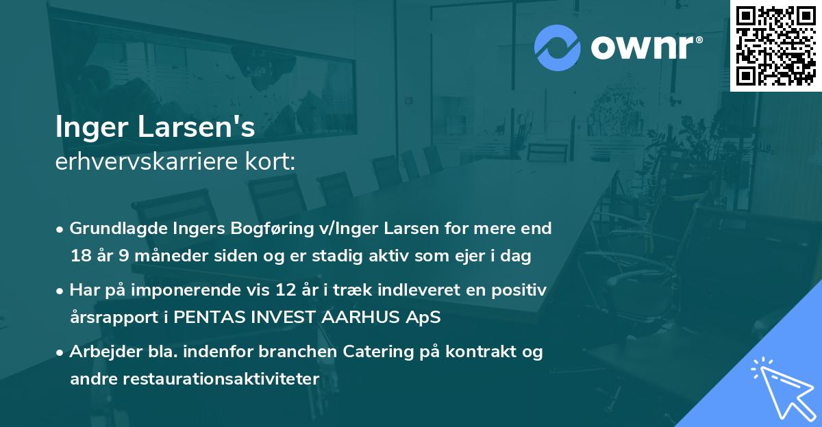 Inger Larsen's erhvervskarriere kort