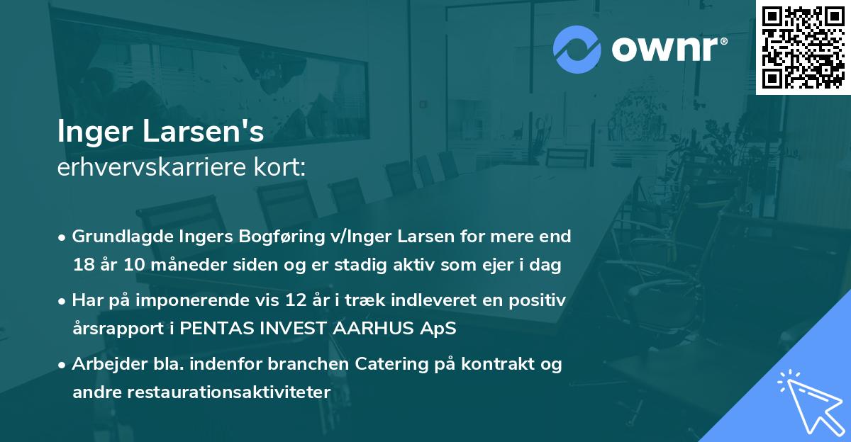 Inger Larsen's erhvervskarriere kort