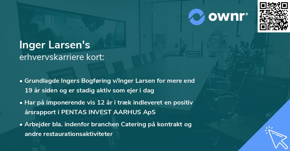 Inger Larsen's erhvervskarriere kort