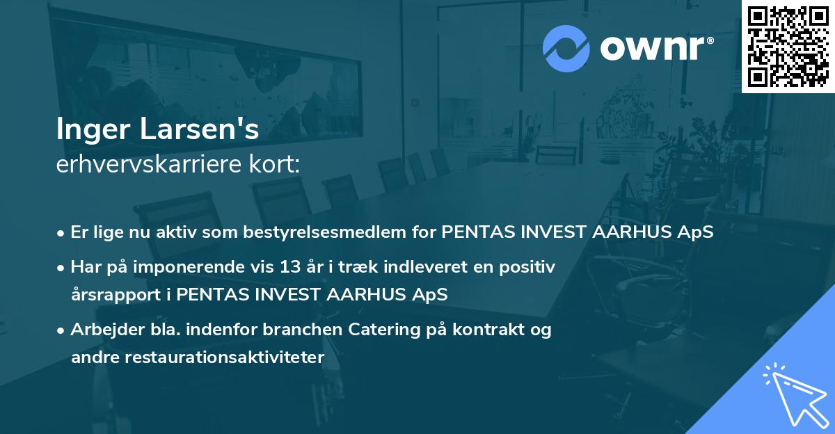 Inger Larsen's erhvervskarriere kort