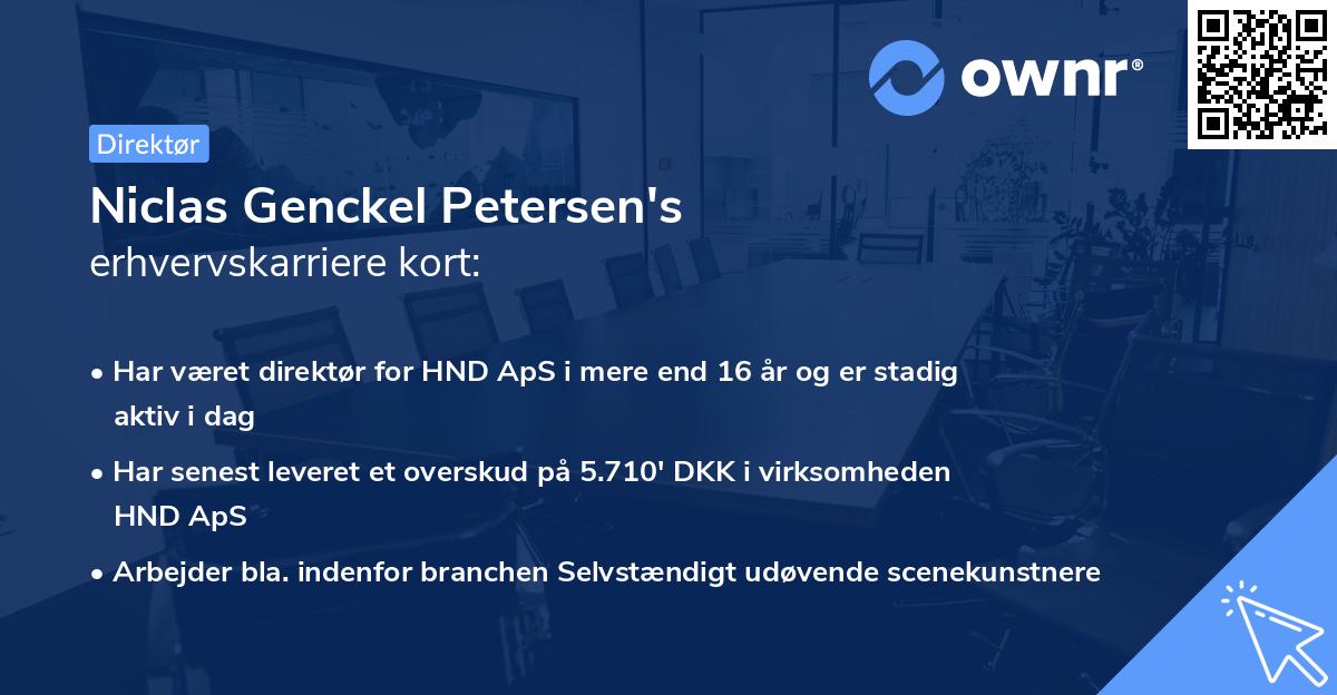 Niclas Genckel Petersen's erhvervskarriere kort