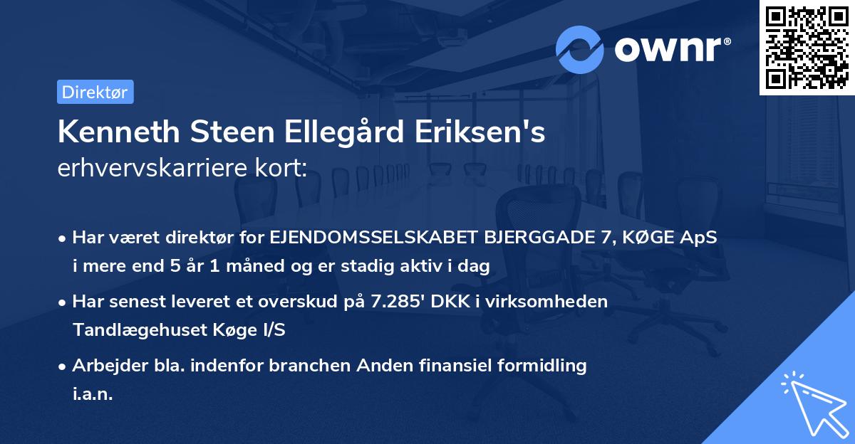 Kenneth Steen Ellegård Eriksen's erhvervskarriere kort