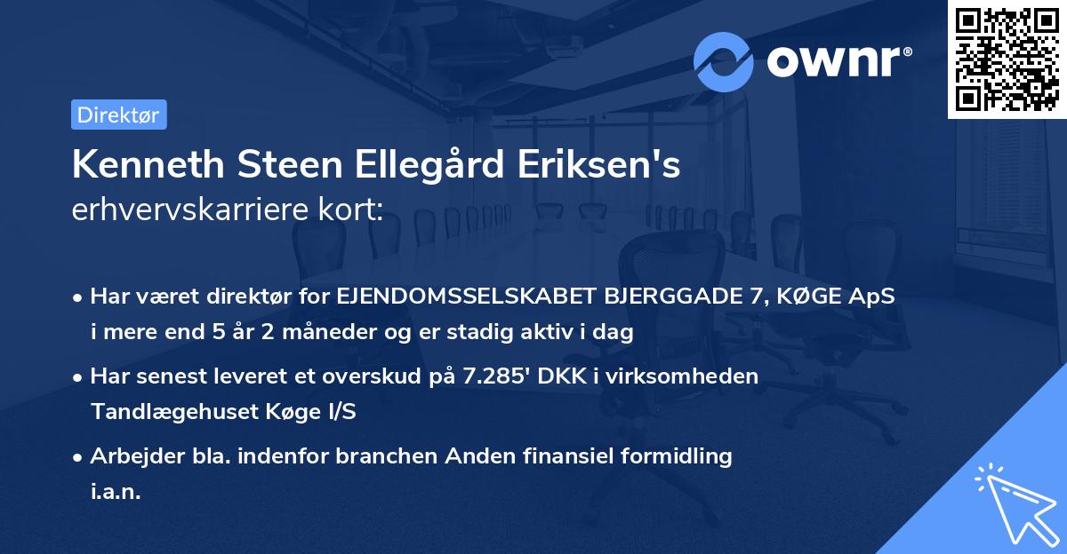 Kenneth Steen Ellegård Eriksen's erhvervskarriere kort