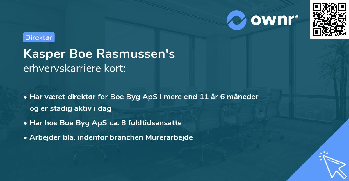 Kasper Boe Rasmussen's erhvervskarriere kort