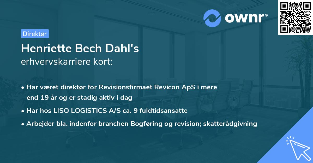 Henriette Bech Dahl's erhvervskarriere kort