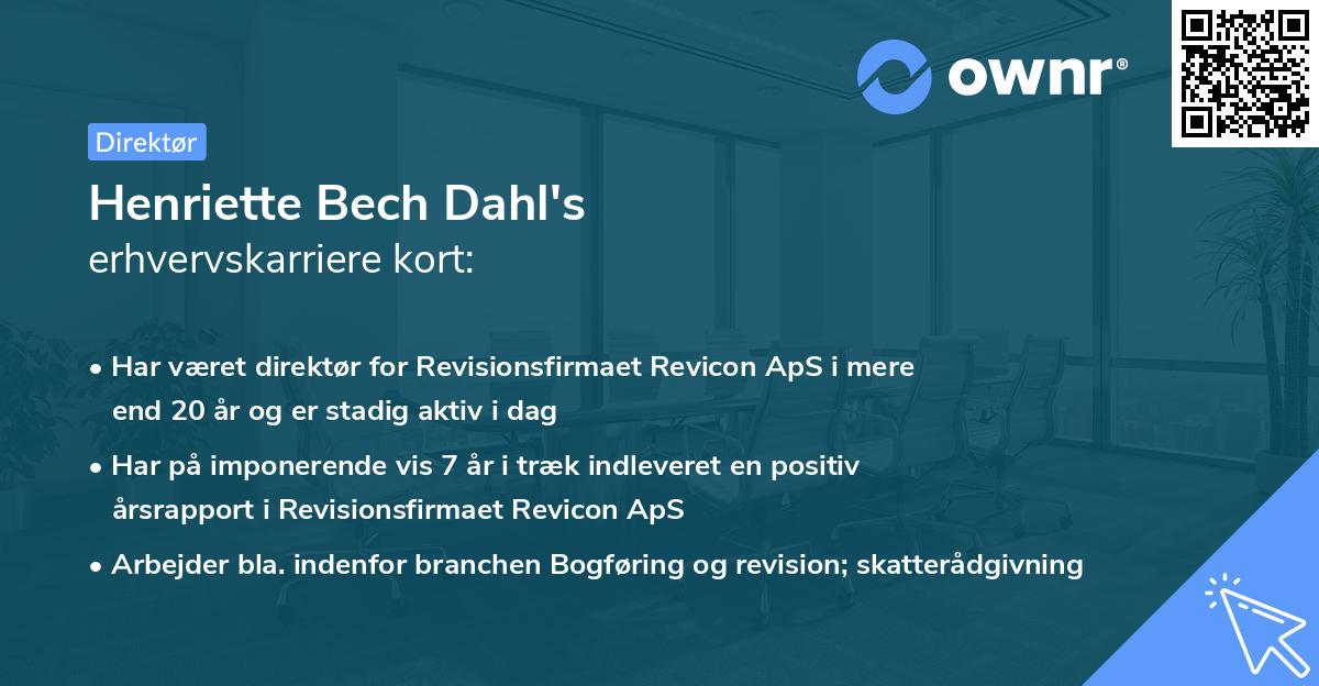 Henriette Bech Dahl's erhvervskarriere kort