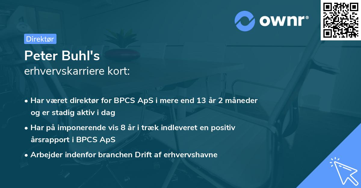 Peter Buhl's erhvervskarriere kort