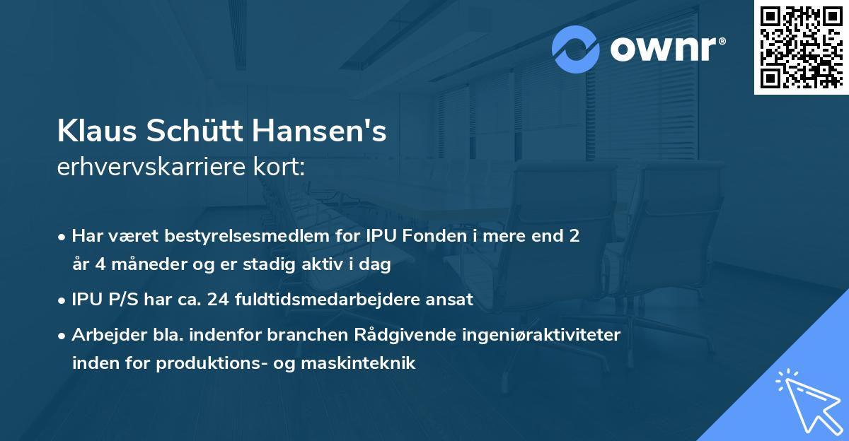 Klaus Schütt Hansen's erhvervskarriere kort