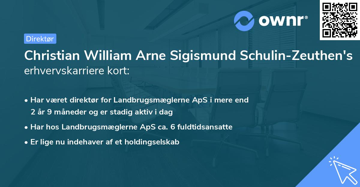 Christian William Arne Sigismund Schulin-Zeuthen's erhvervskarriere kort