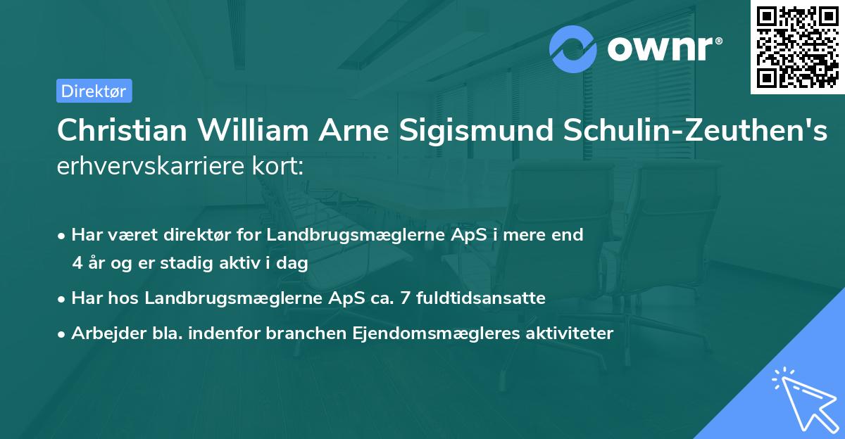 Christian William Arne Sigismund Schulin-Zeuthen's erhvervskarriere kort