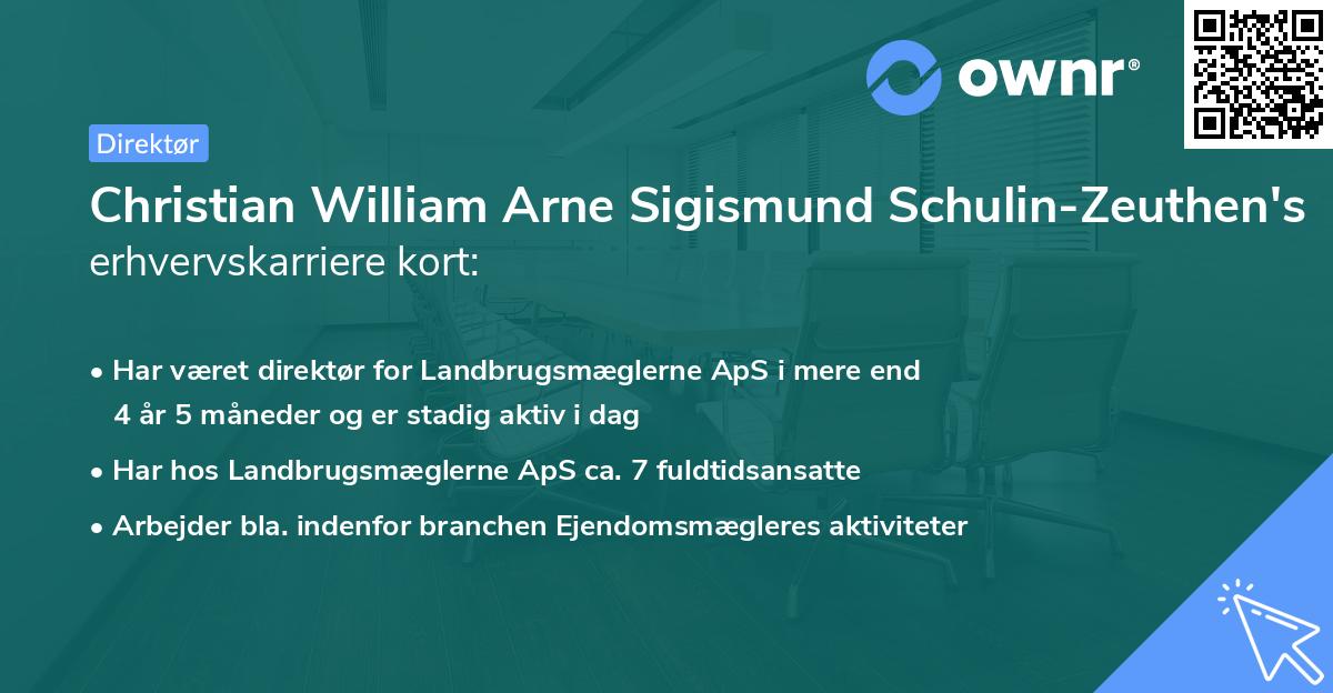 Christian William Arne Sigismund Schulin-Zeuthen's erhvervskarriere kort