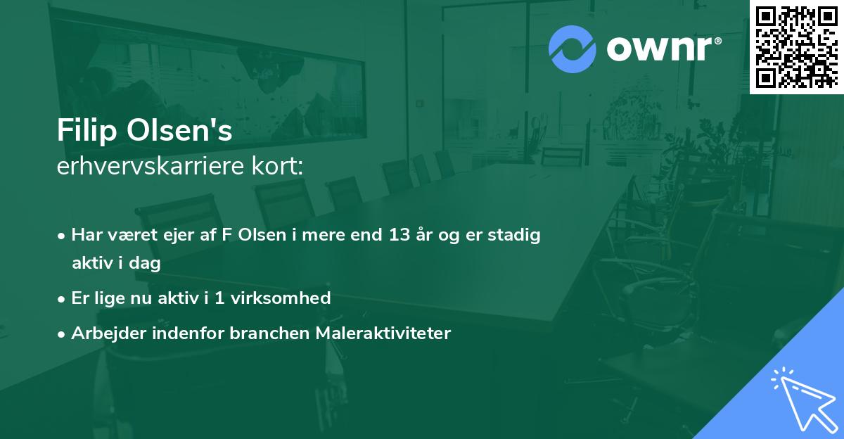 Filip Olsen's erhvervskarriere kort