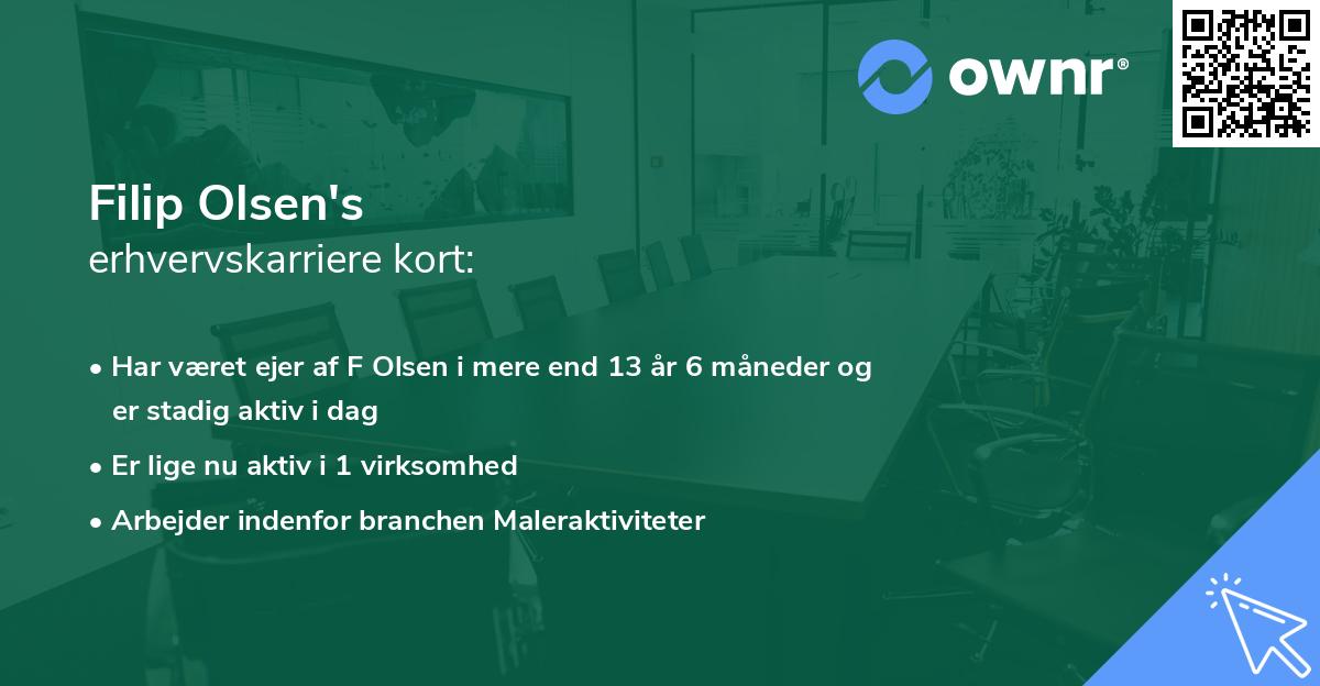 Filip Olsen's erhvervskarriere kort