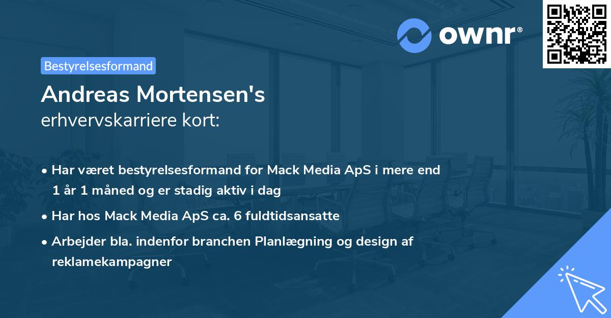 Andreas Mortensen's erhvervskarriere kort