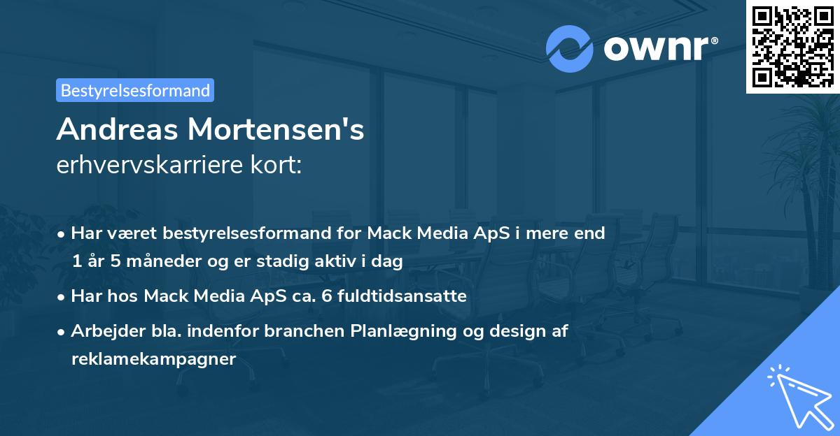 Andreas Mortensen's erhvervskarriere kort