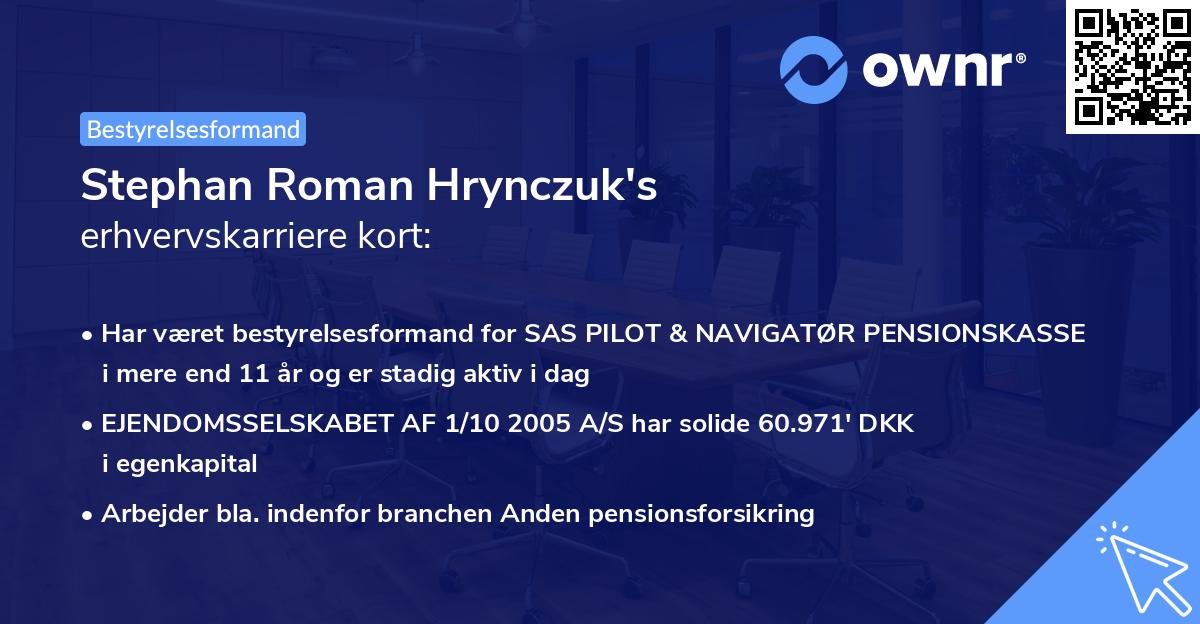 Stephan Roman Hrynczuk's erhvervskarriere kort