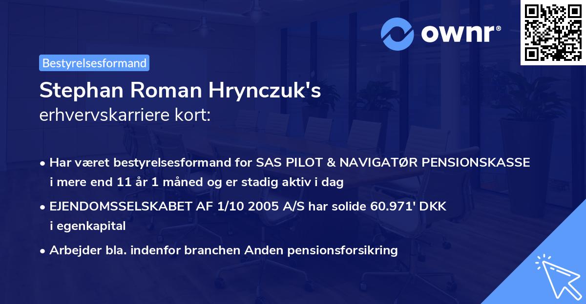 Stephan Roman Hrynczuk's erhvervskarriere kort