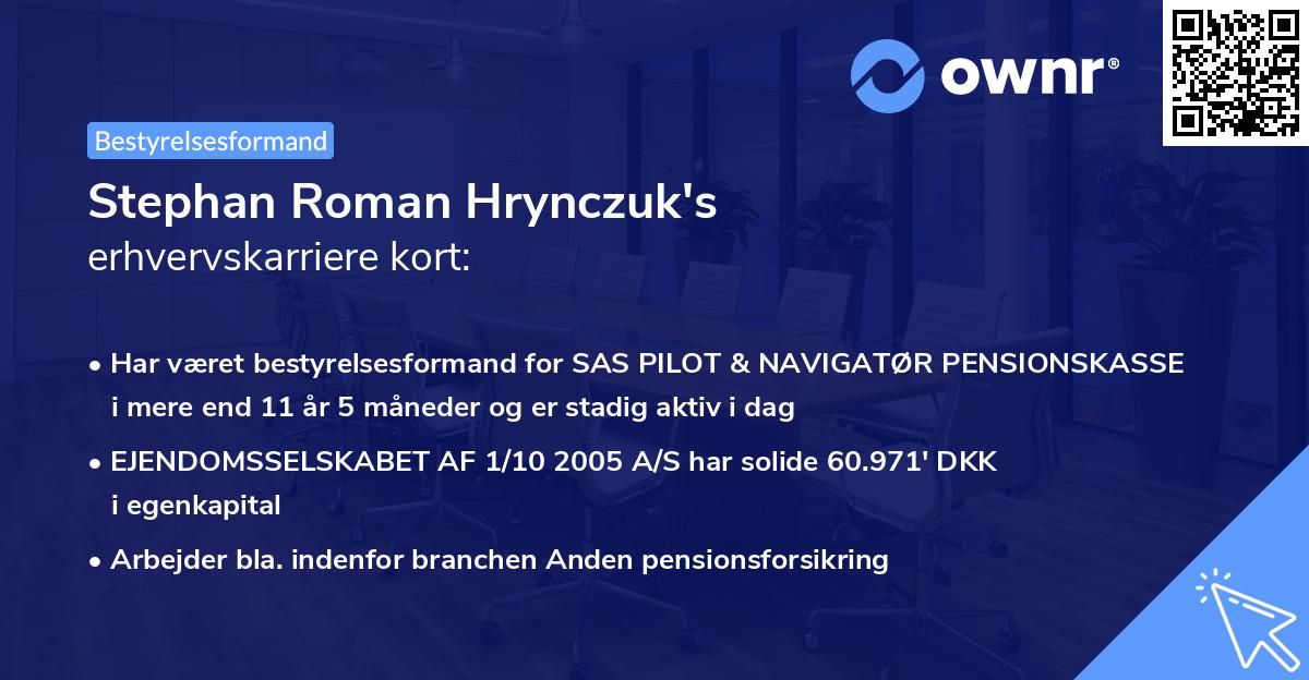 Stephan Roman Hrynczuk's erhvervskarriere kort