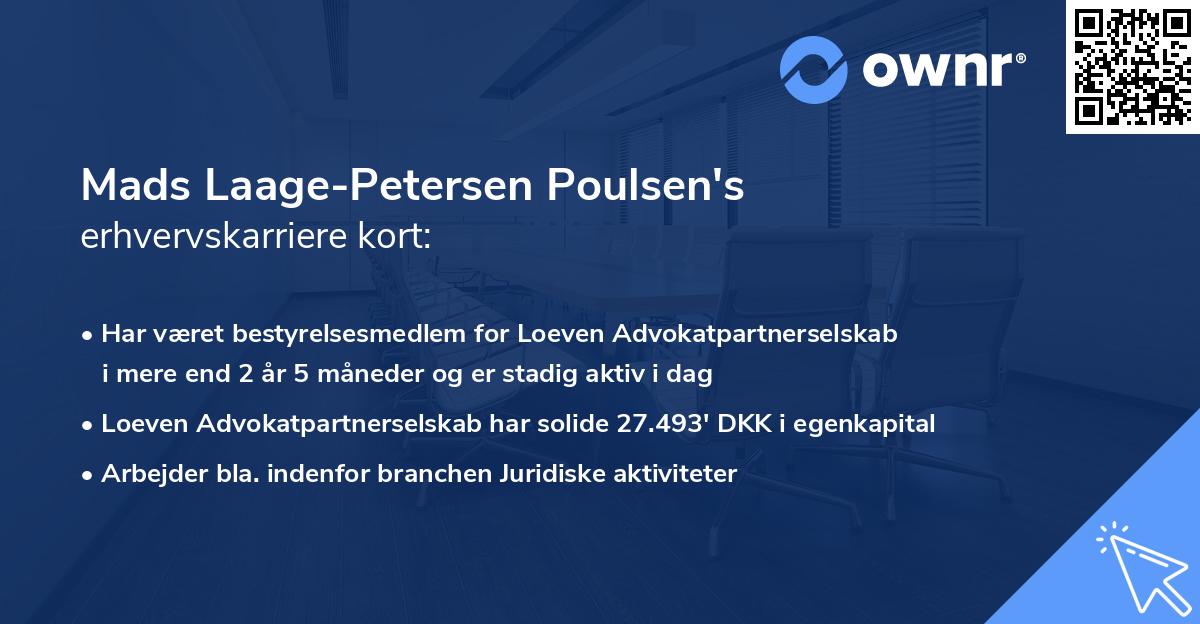 Mads Laage-Petersen Poulsen's erhvervskarriere kort