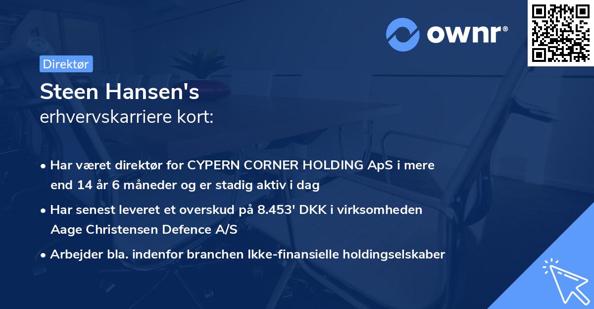 Steen Hansen's erhvervskarriere kort