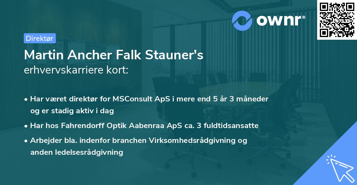 Martin Ancher Falk Stauner's erhvervskarriere kort