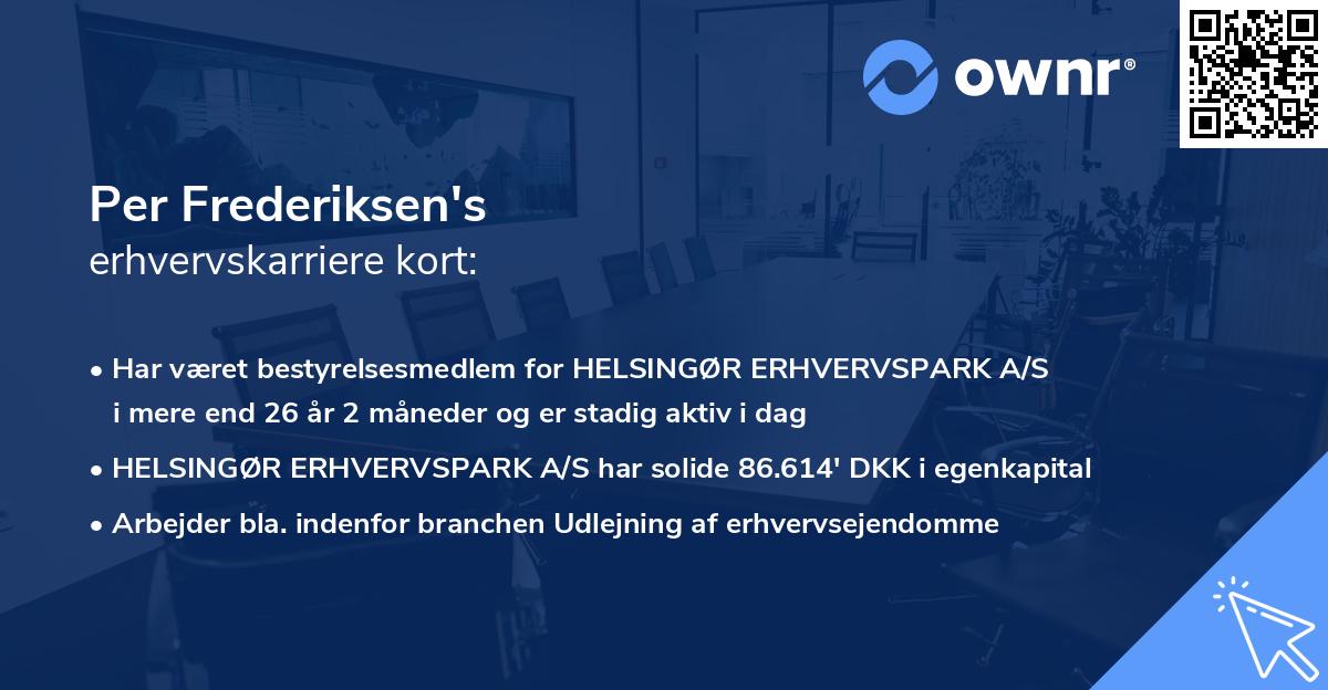 Per Frederiksen's erhvervskarriere kort