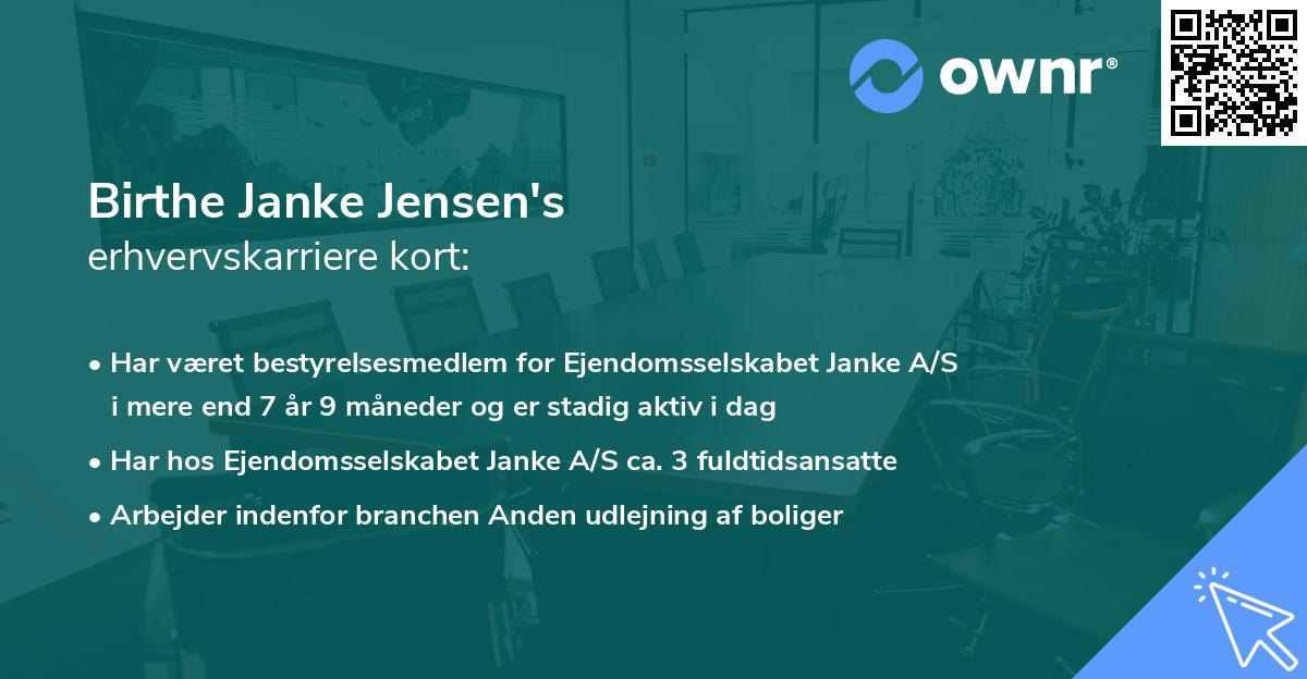 Birthe Janke Jensen's erhvervskarriere kort