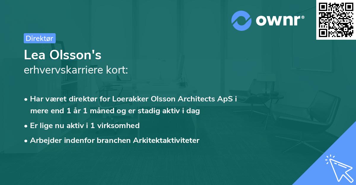 Lea Olsson's erhvervskarriere kort