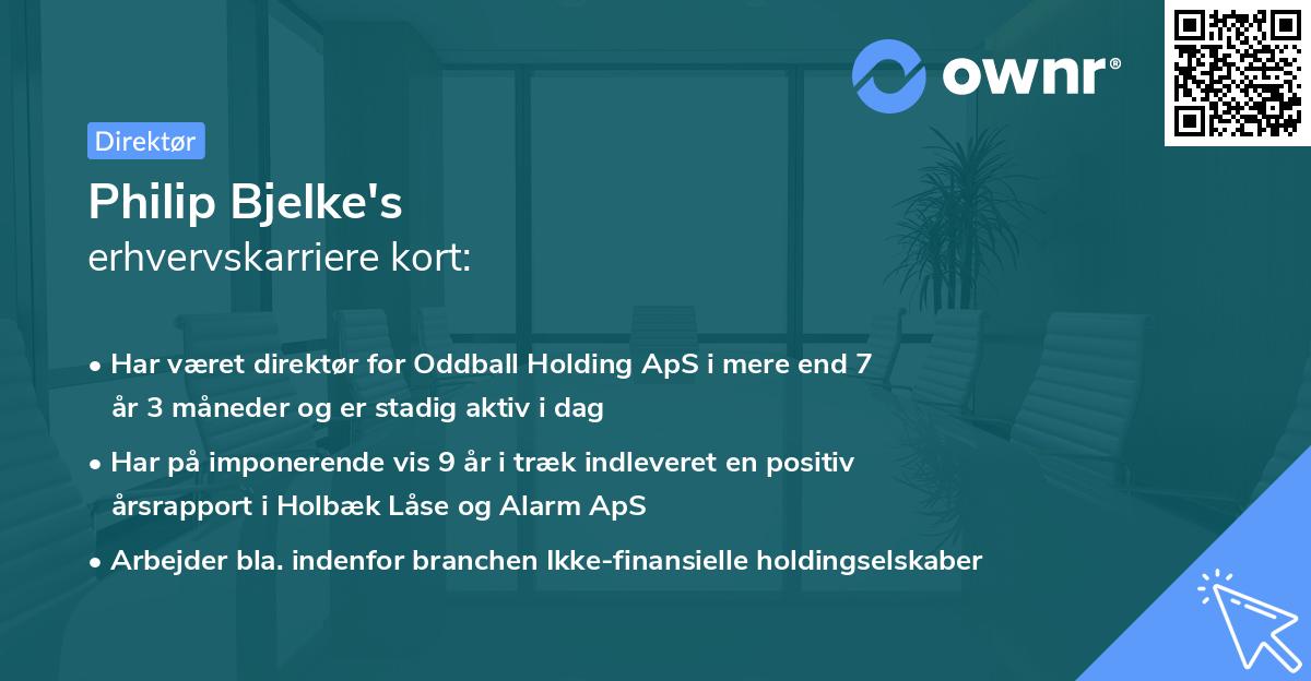 Philip Bjelke's erhvervskarriere kort