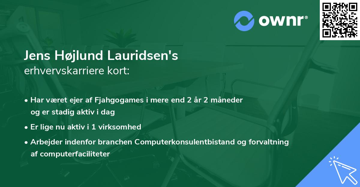 Jens Højlund Lauridsen's erhvervskarriere kort