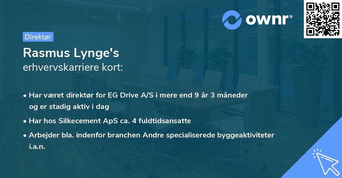 Rasmus Lynge's erhvervskarriere kort