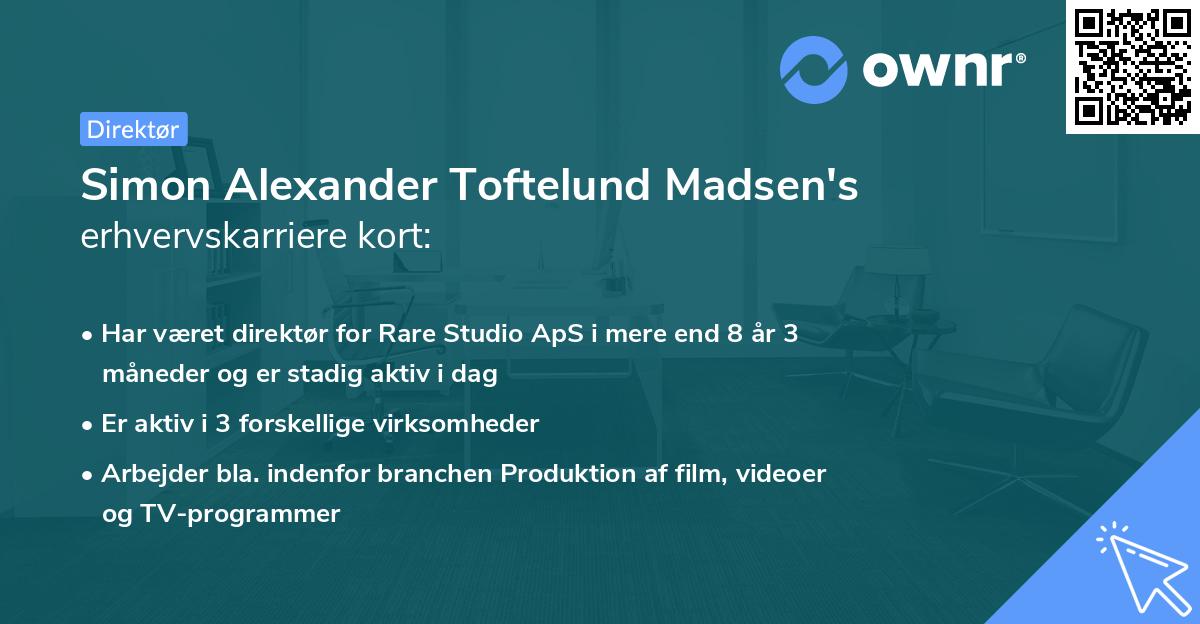 Simon Alexander Toftelund Madsen's erhvervskarriere kort